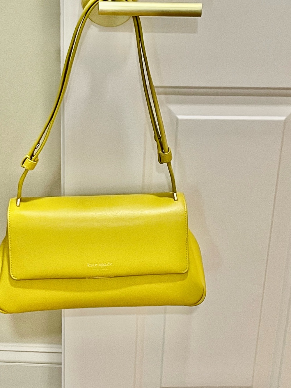 Vintage 90s Kate Spade New York Butter Yellow Leather Shoulder Bag